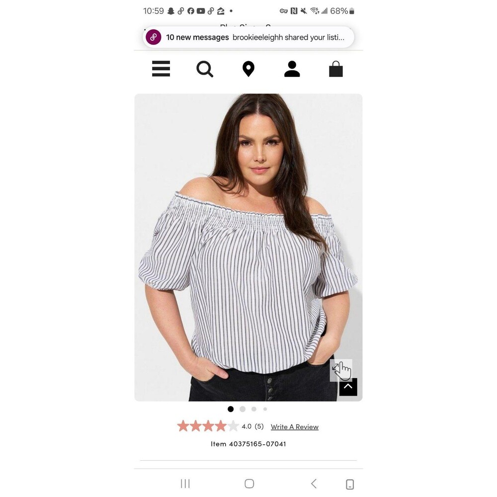 NWT Torrid Seersucker Off Shoulder Crop Top SZ 3